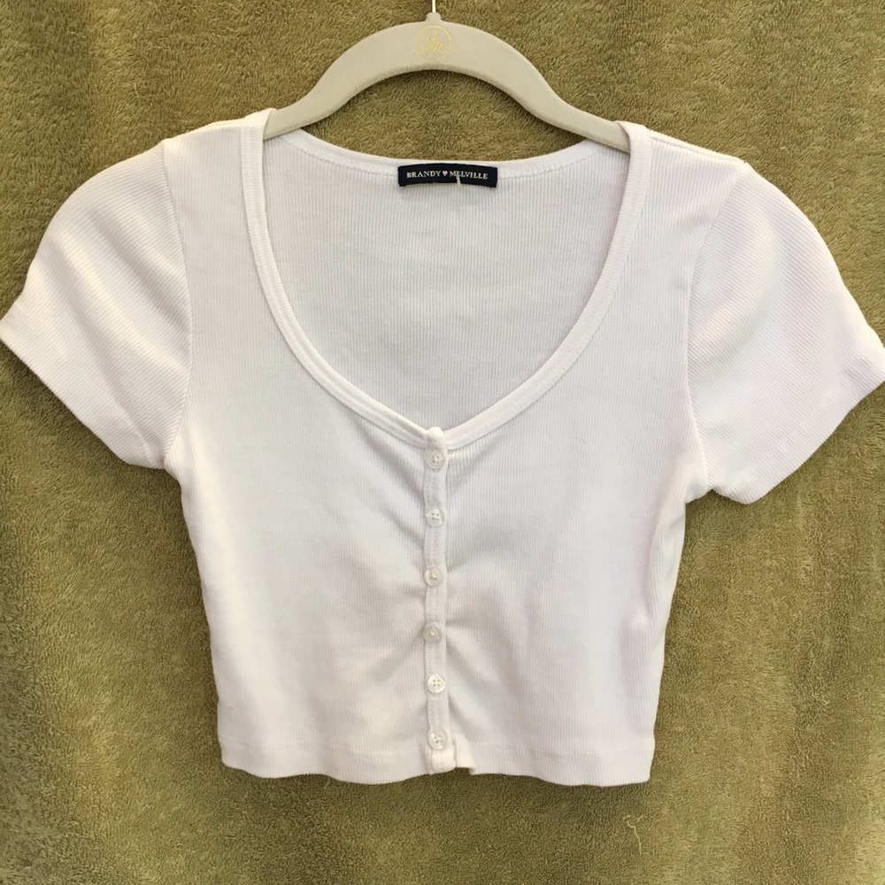 White Ribbed Crop Top Tee